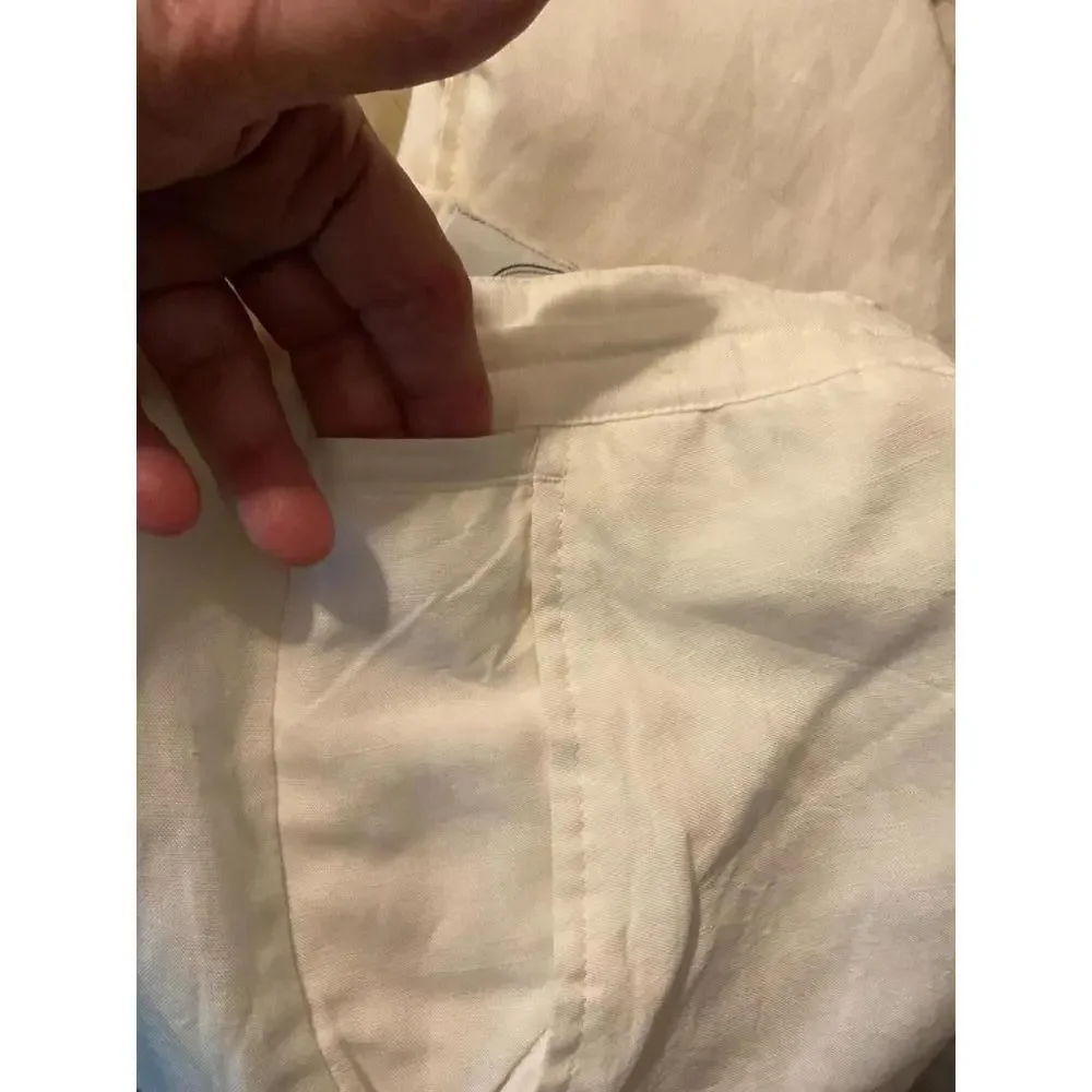 Linea Uomo Men's White Linen Blend  Lined Loose and Flowy Pants 40 x L30